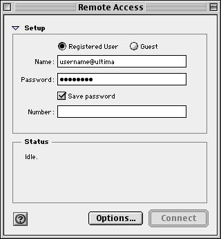 Screenshot of the Remote Access window.